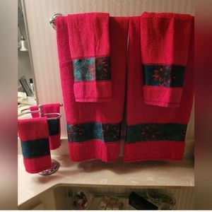 Beautiful red Christmas Towels set (302)